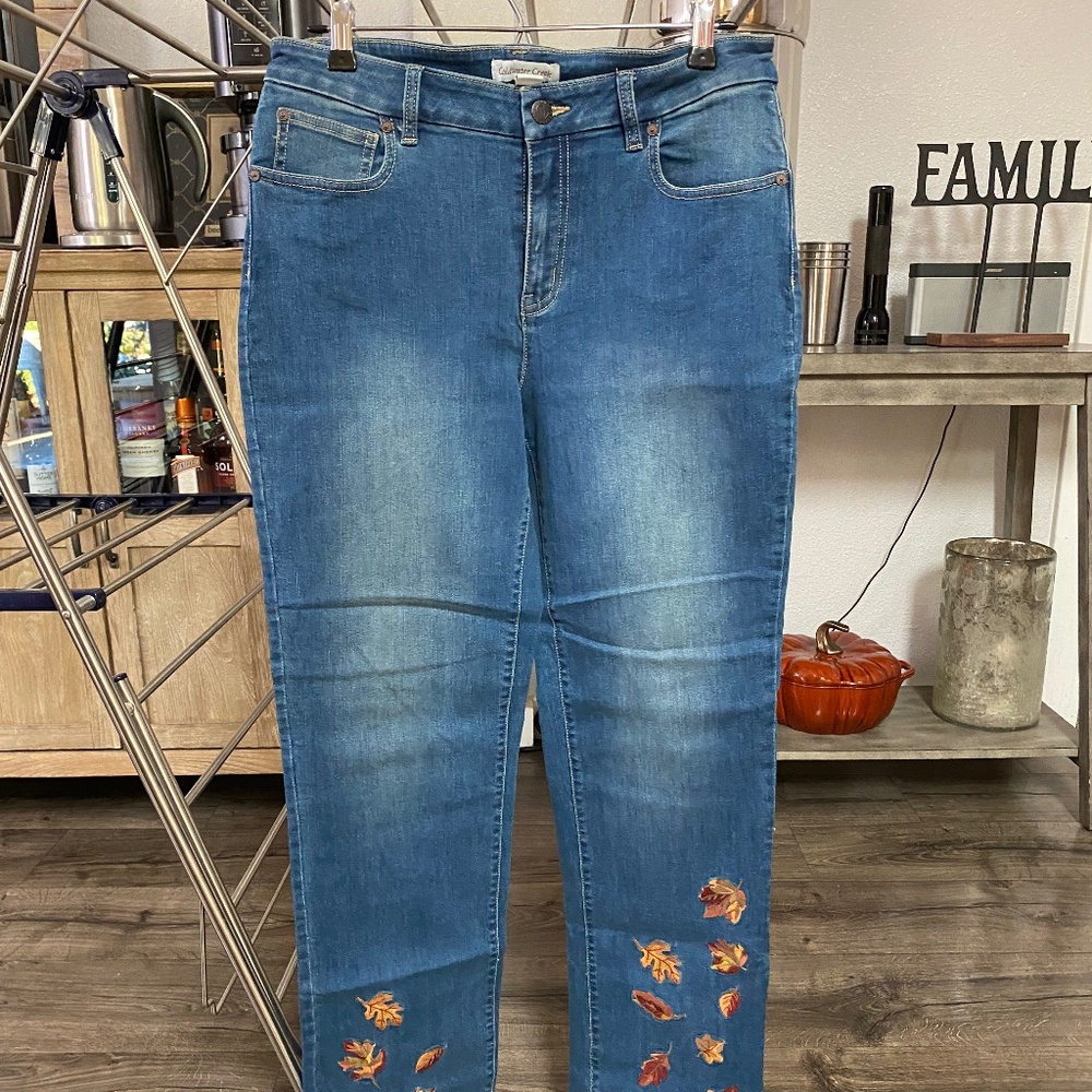 NEW Coldwater Creek Embroidered Denim Size 8